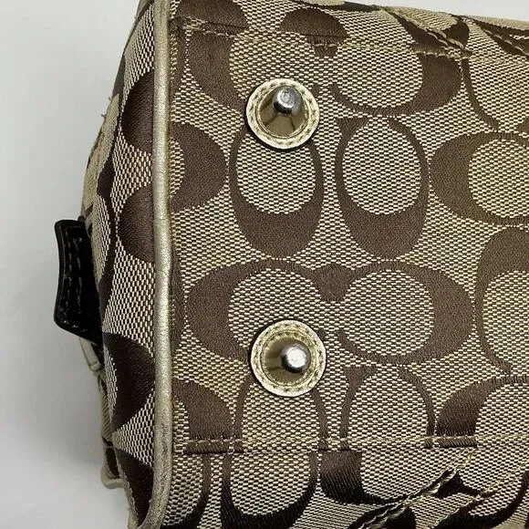 Coach Soho F12317 Signature Patchwork Satchel Vintage Y2K Jacquard C Logo Gold - Picture 11 of 16